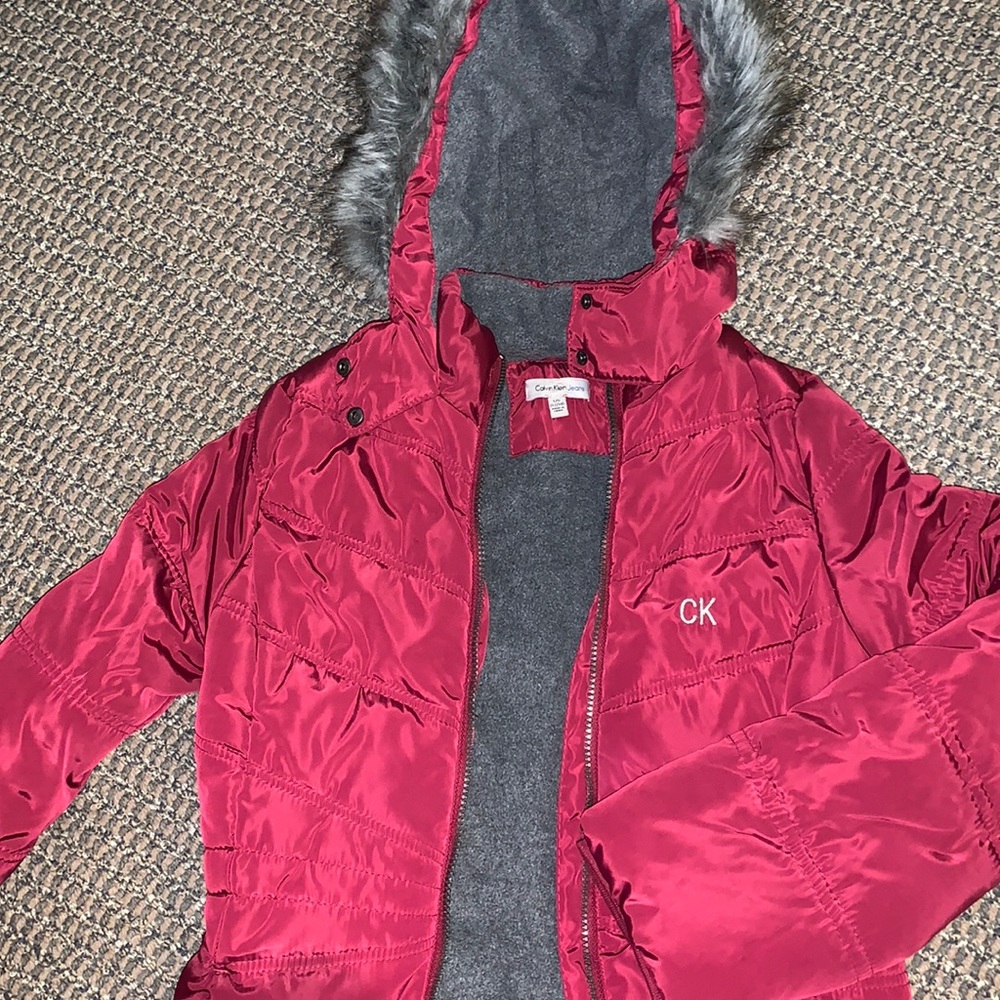 Calvin Klein Magenta Girls Long Jacket